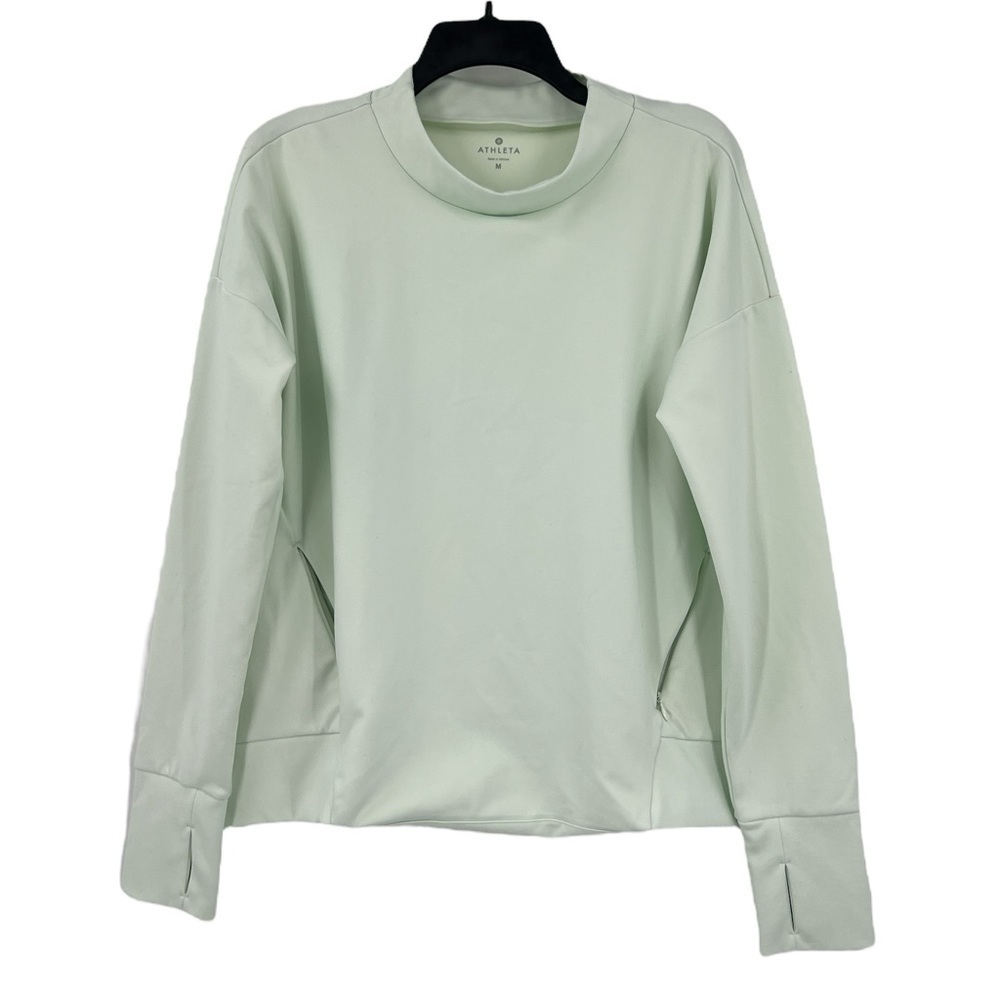 New Athleta Medium Green DENALI PULLOVER Winter Active Running Top SZ M